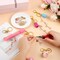 135 Pcs DIY Keychain Making Kit for Women, 4 Pcs Lip Gloss Keychains Cap for Summer Fridays Personalized Mothers Day Gifts Bag Charm Kit with Pink Ornaments Jewelry Accessory
